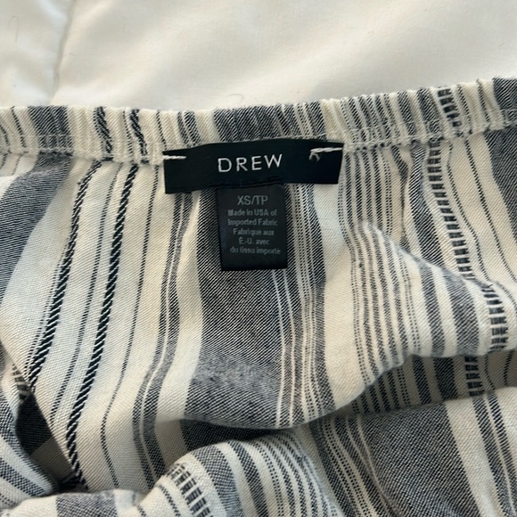 Anthropologie DREW Wide Split Leg Strapless Striped Romper Size XS cream blue - Picture 5 of 8